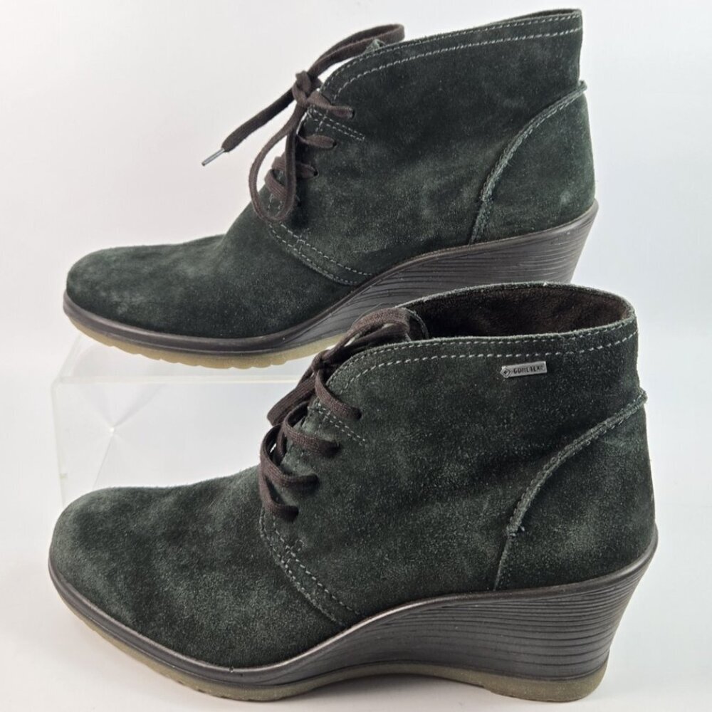 Legero Women Ankle Boots Women’s US 7.5 UK 4.5 Gore-Tex Green Suede Wedge - Picture 2 of 11